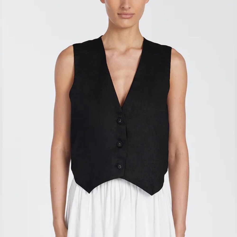 DISSH Banks Black Linen Vest, US 4